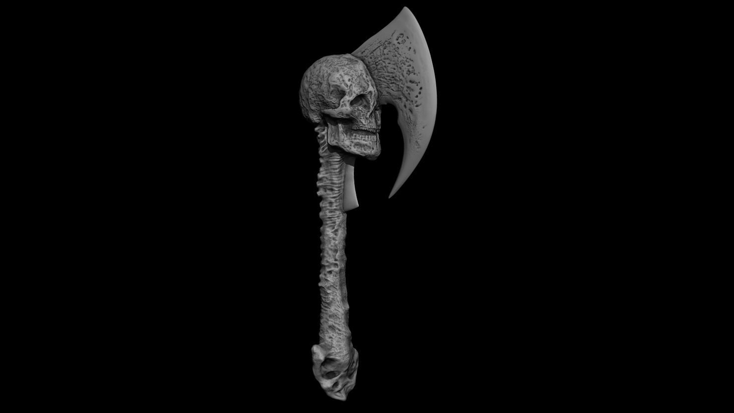 3D PRINTABLE SHAMAN PREDATOR BIOMASK AND SKULL AXE PREDATOR 2 3D print model_25