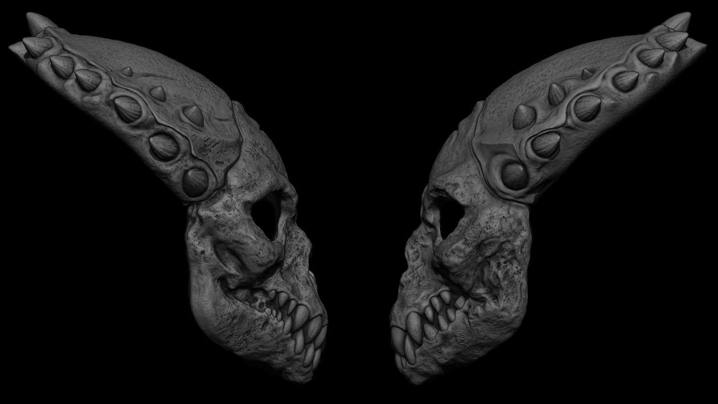3D PRINTABLE SHAMAN PREDATOR BIOMASK AND SKULL AXE PREDATOR 2 3D print model_13