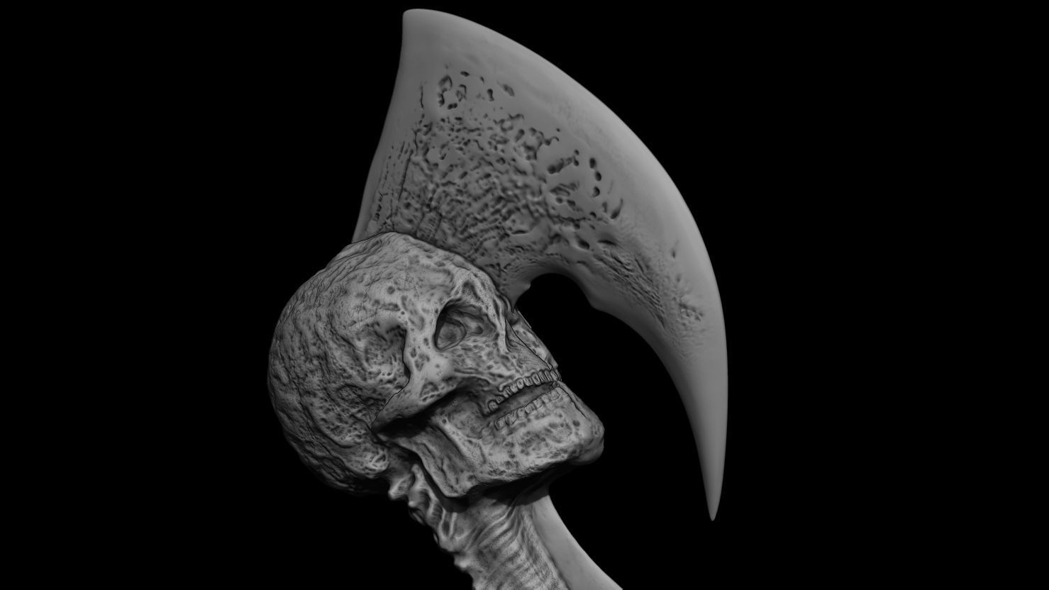 3D PRINTABLE SHAMAN PREDATOR BIOMASK AND SKULL AXE PREDATOR 2 3D print model_27