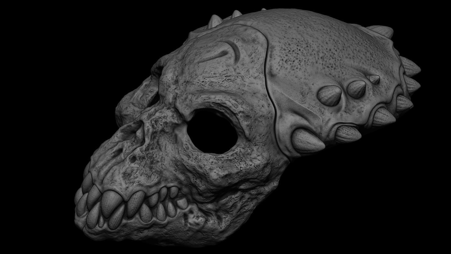 3D PRINTABLE SHAMAN PREDATOR BIOMASK AND SKULL AXE PREDATOR 2 3D print model_7