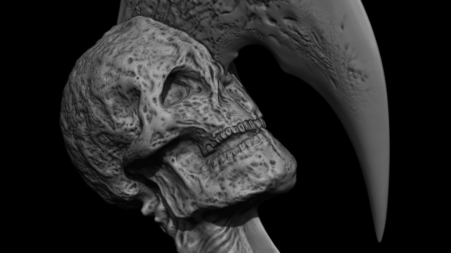 3D PRINTABLE SHAMAN PREDATOR BIOMASK AND SKULL AXE PREDATOR 2 3D print model_28