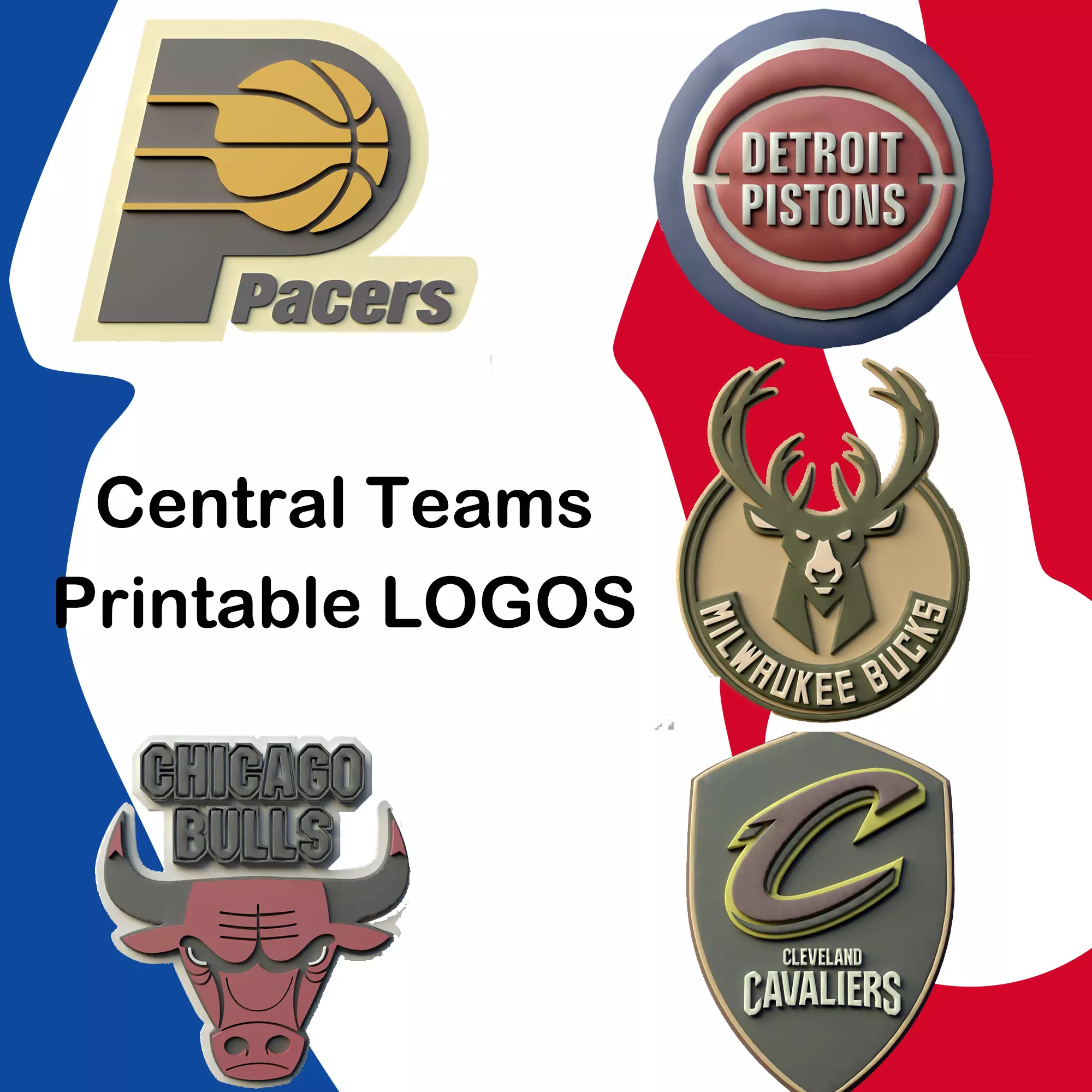 USA Central Basketball Teams Printable Logos 3D print model