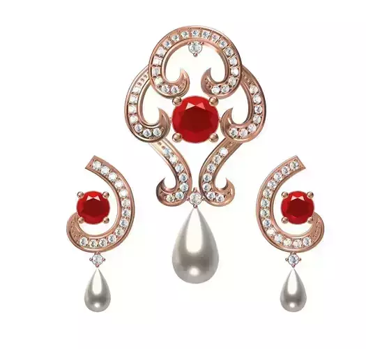 Women Earrings Pendant Set STL JCD Details