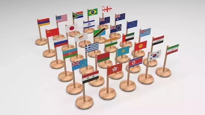 Wooden Flag Toys Set 3D model