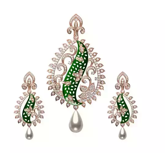Women Earrings Pendant Set STL JCD Details