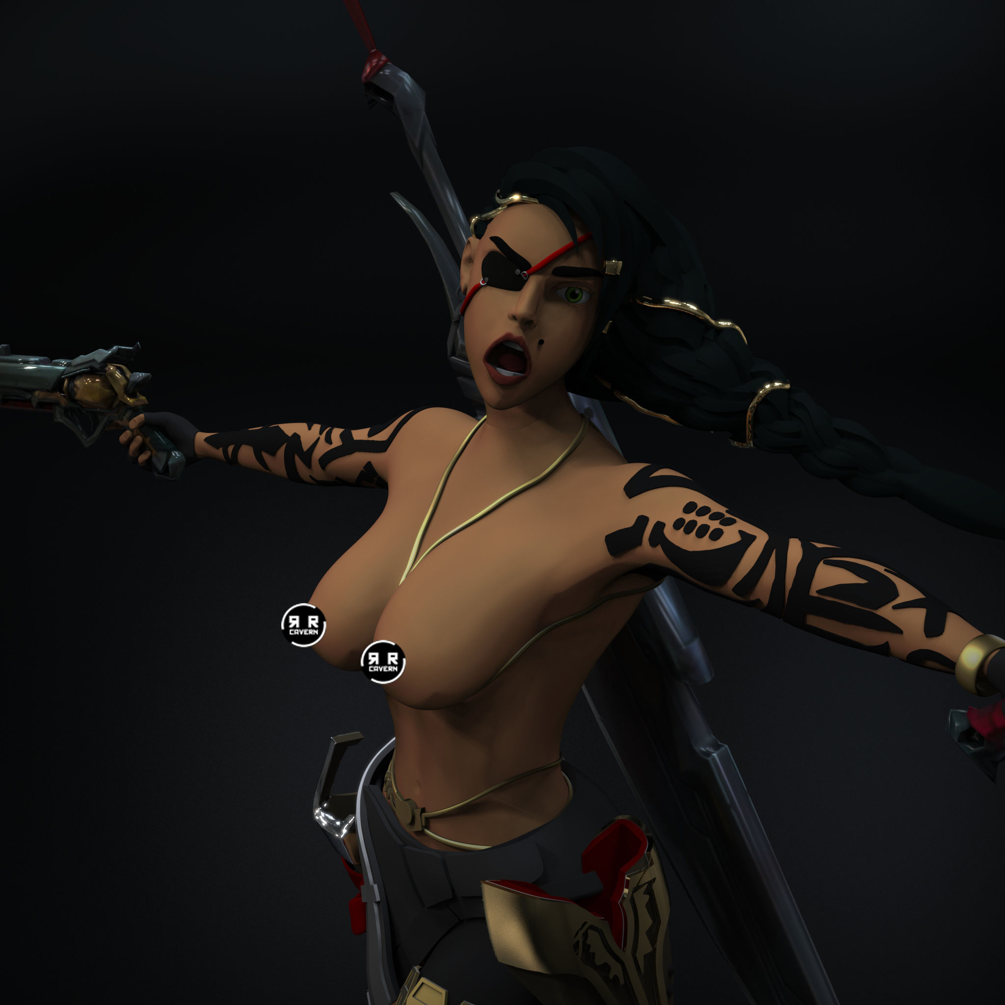 Samira League of legends Base skin 3D print model_12