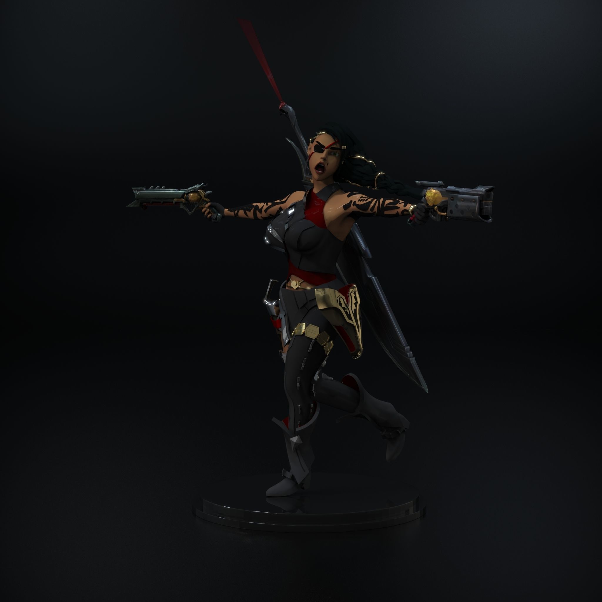 Samira League of legends Base skin 3D print model_4