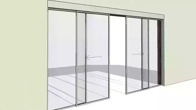 Wall Based Automatic Double Sliding Door 3D model