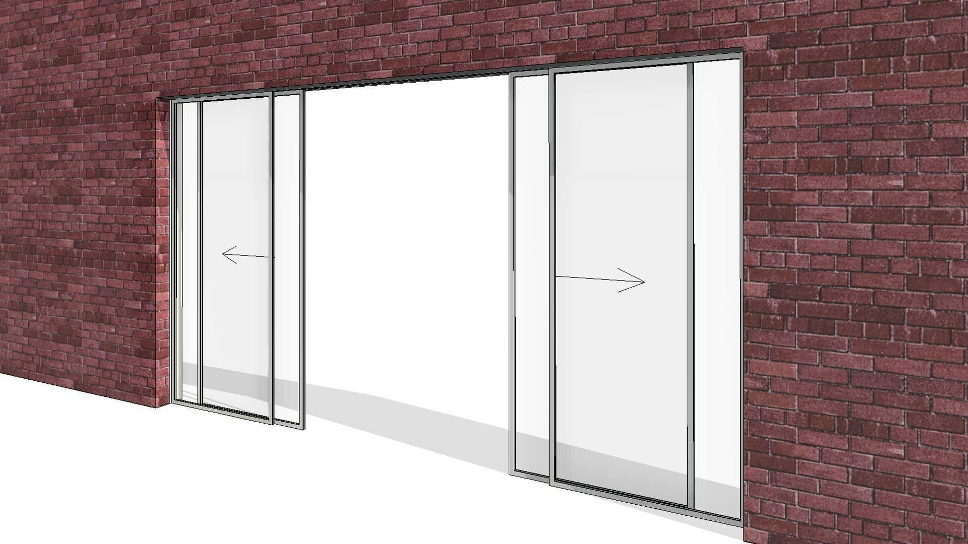 Wall Based Automatic Double Sliding Door 3D model_2