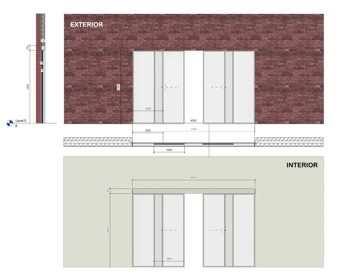 Wall Based Automatic Double Sliding Door 3D model_1