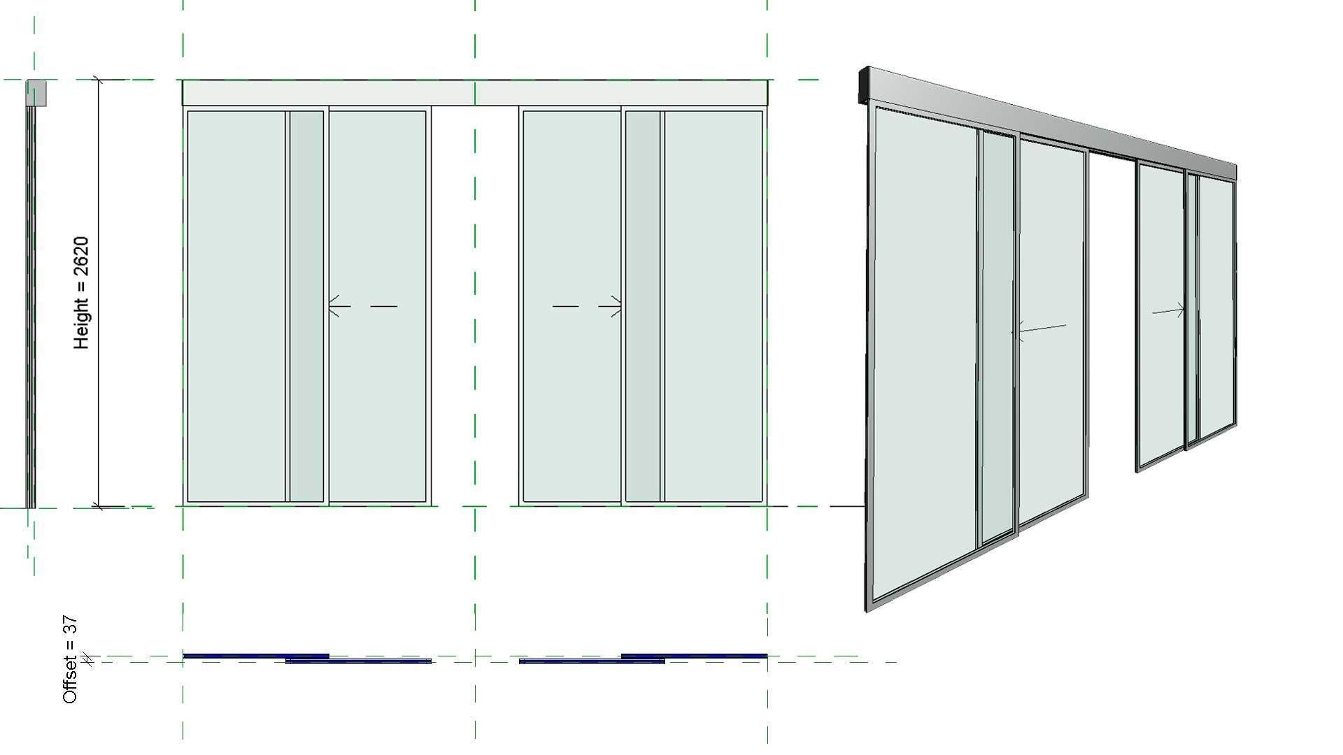 Wall Based Automatic Double Sliding Door 3D model_3