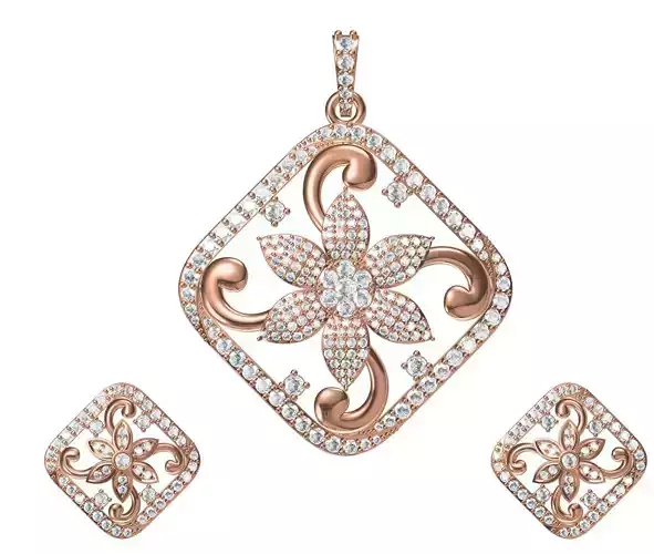 Women Earrings Pendant Set STL JCD Details