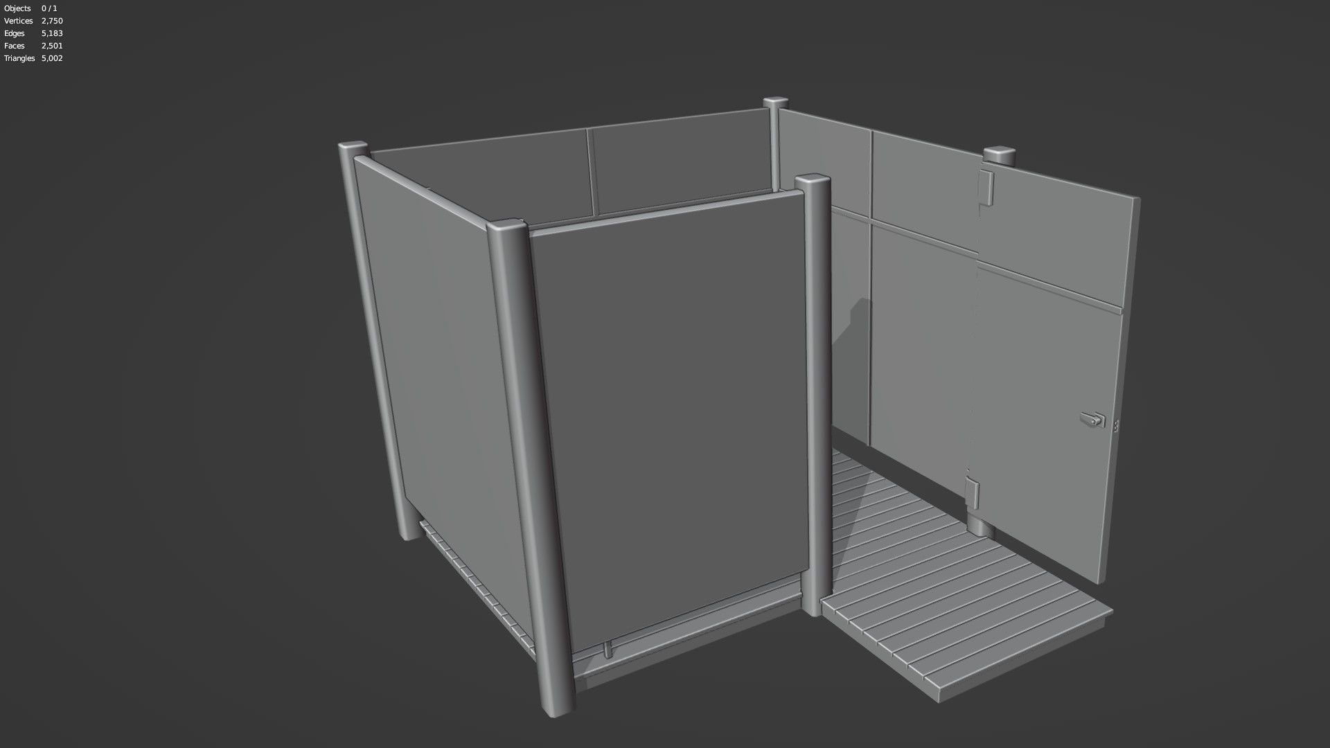 Dressing booth Changing room Beach cabin tent Low-poly 3D model_11