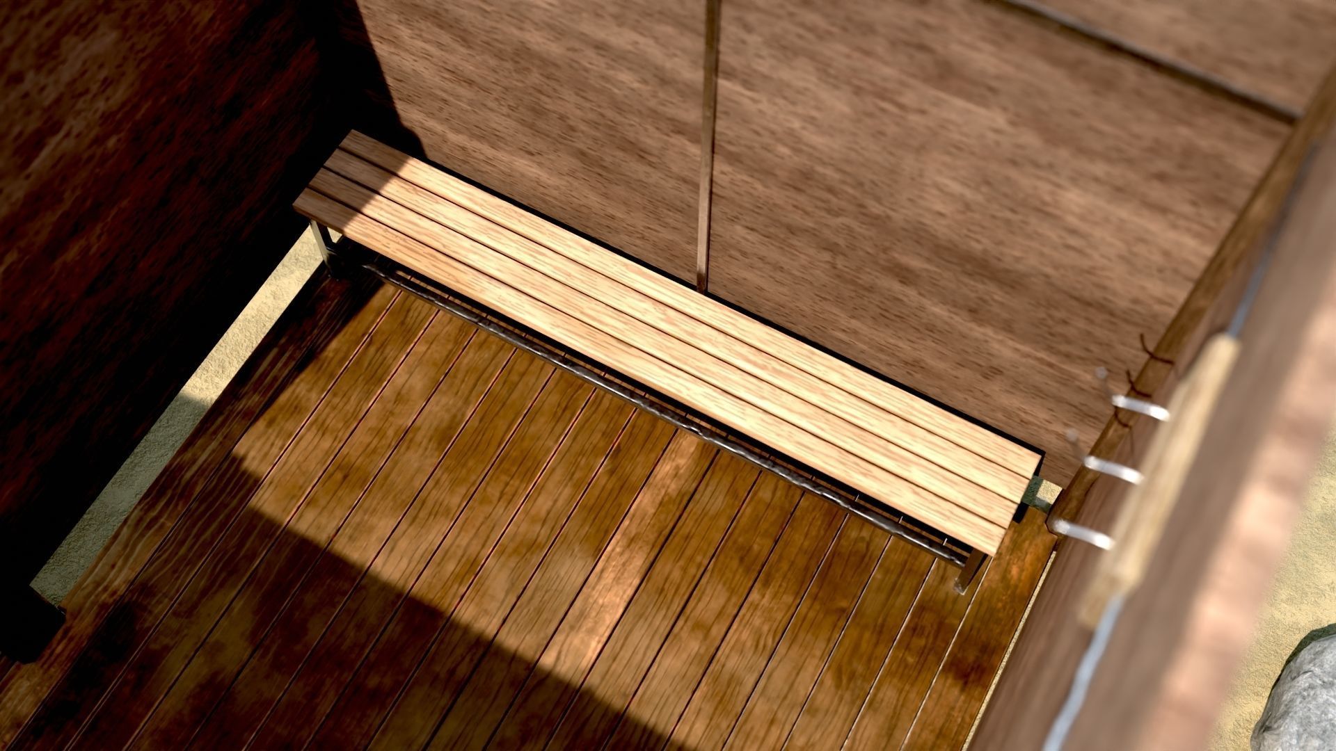 Dressing booth Changing room Beach cabin tent Low-poly 3D model_3