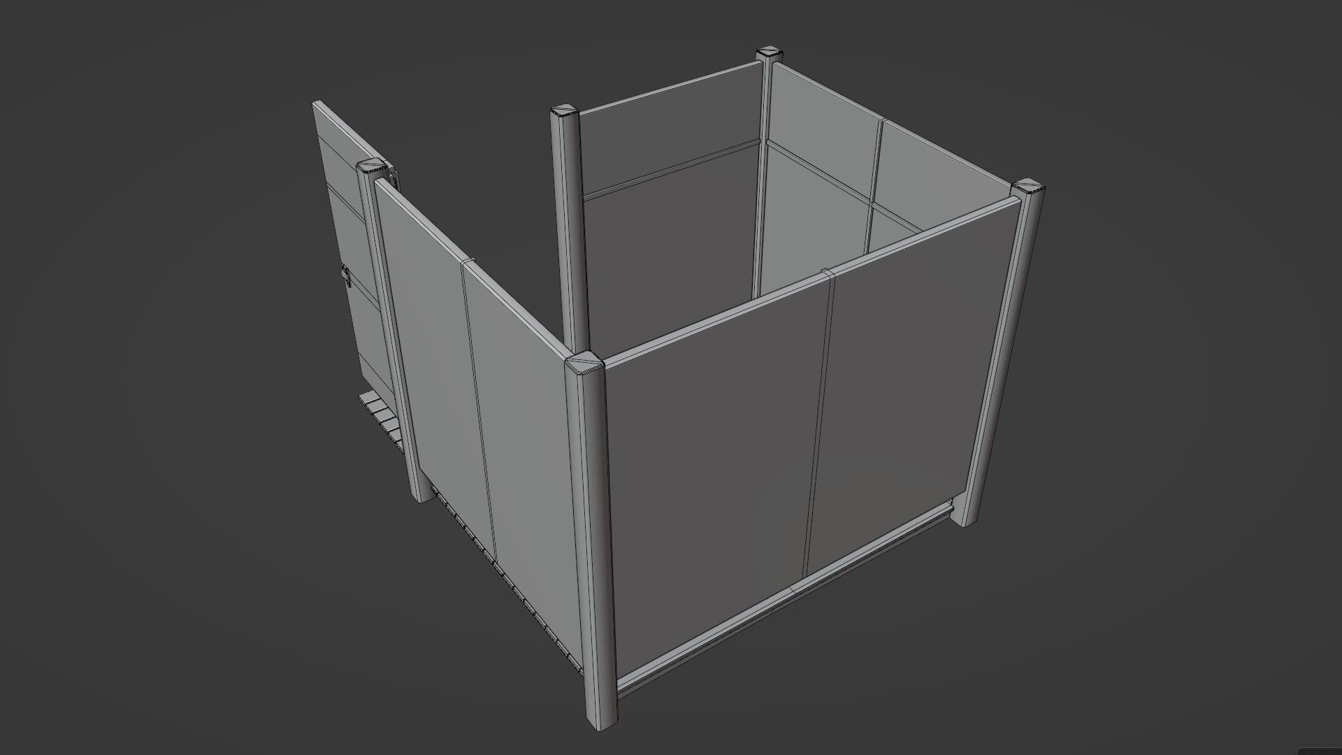 Dressing booth Changing room Beach cabin tent Low-poly 3D model_7