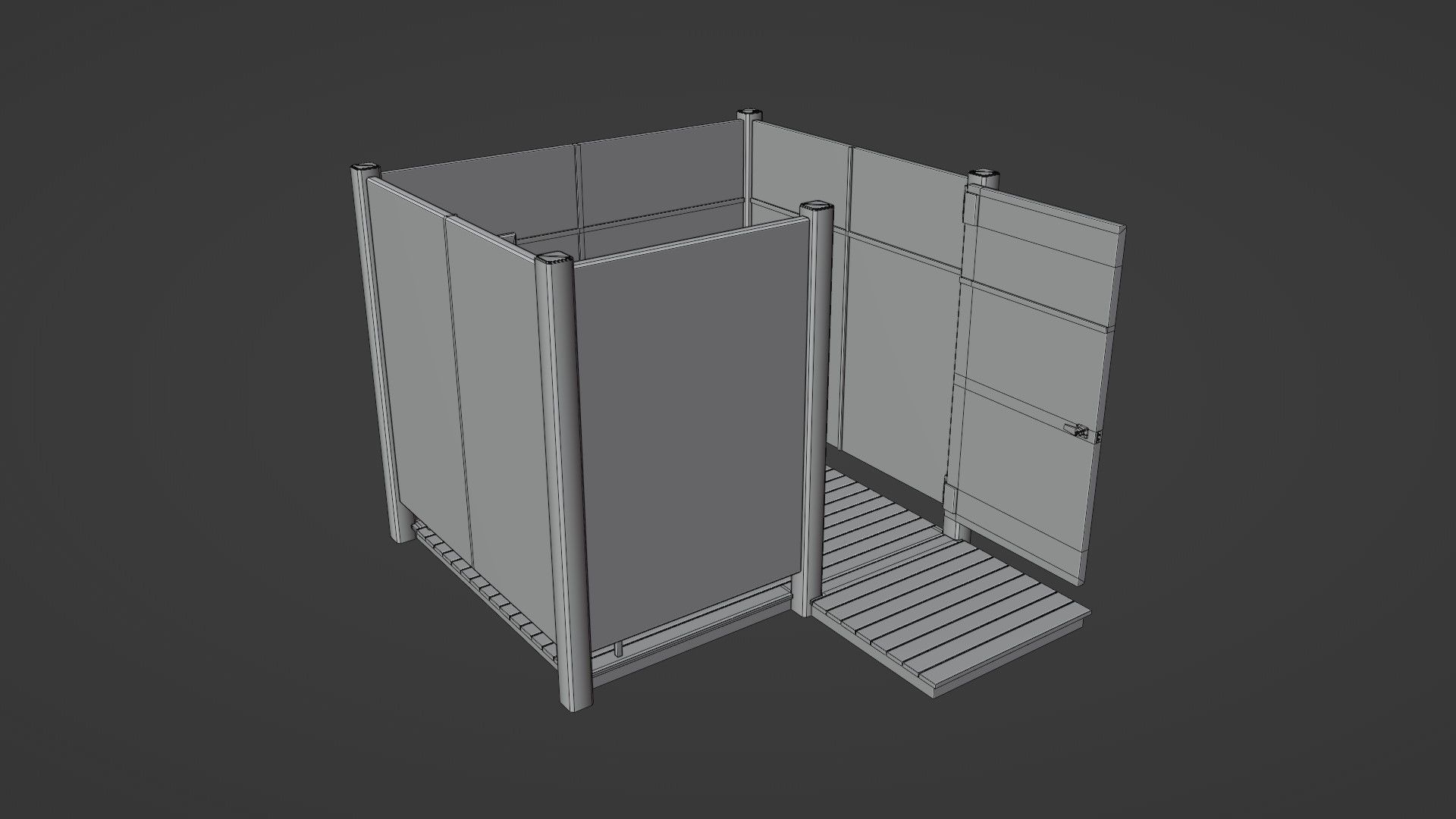 Dressing booth Changing room Beach cabin tent Low-poly 3D model_12