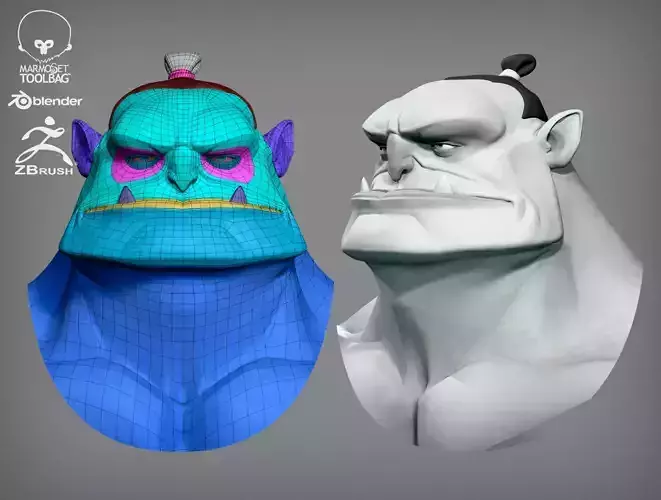Cartoon male characrter Orc base mesh