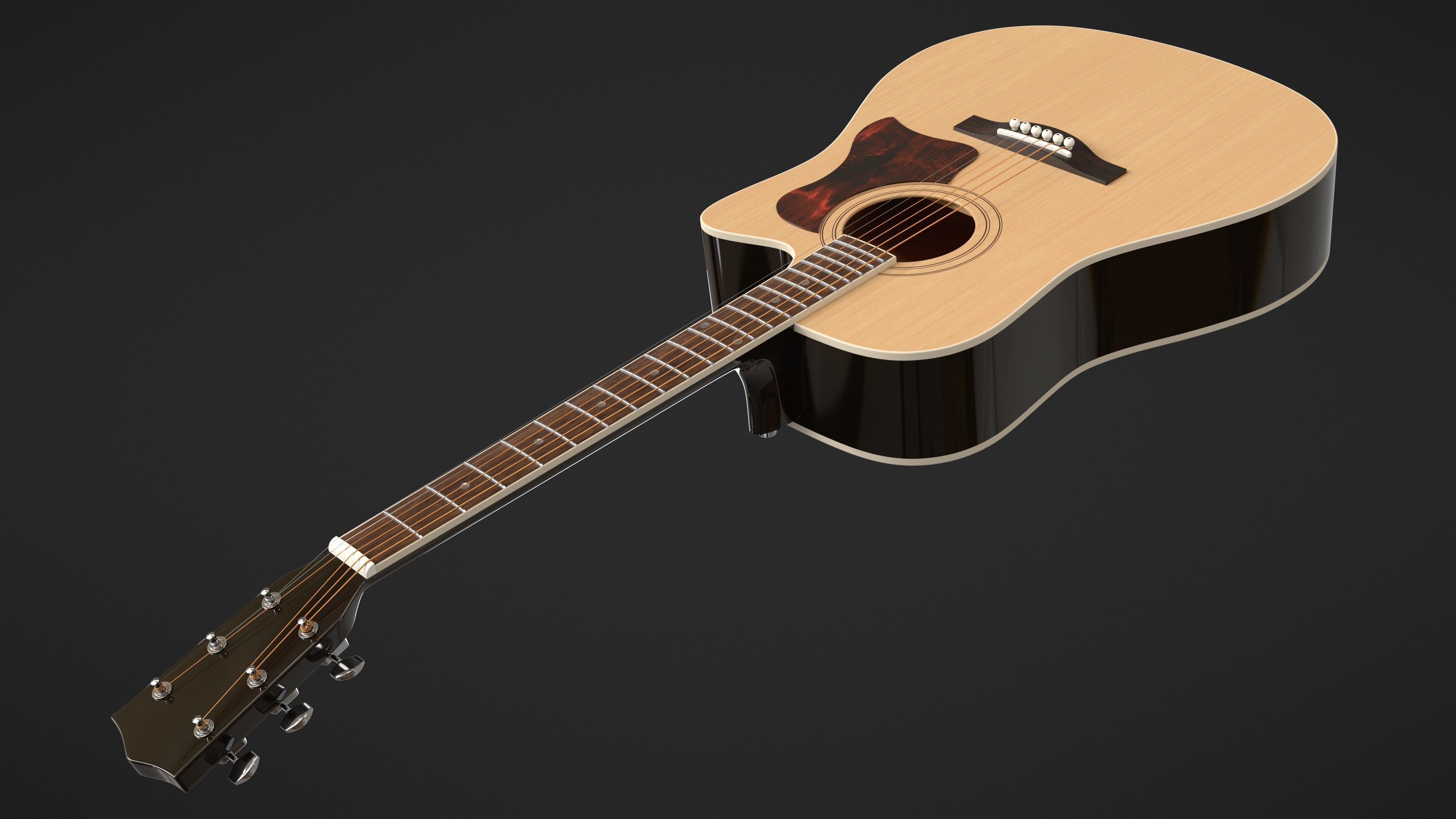 Auditorium Acoustic Guitar 3D model_4