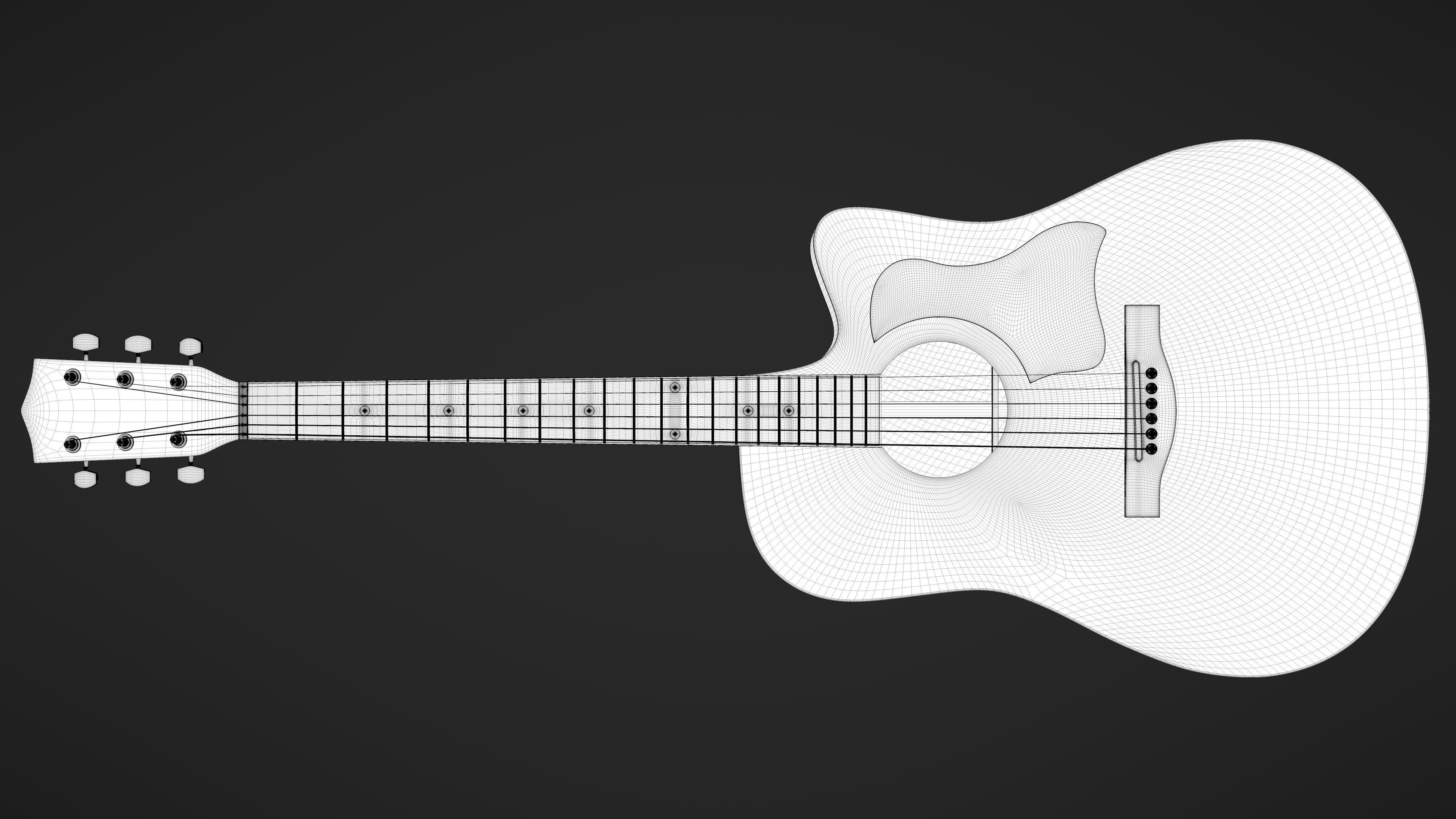 Auditorium Acoustic Guitar 3D model_32