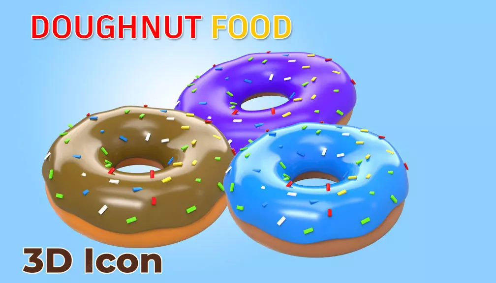 Doughnut-food Low-poly 3D model
