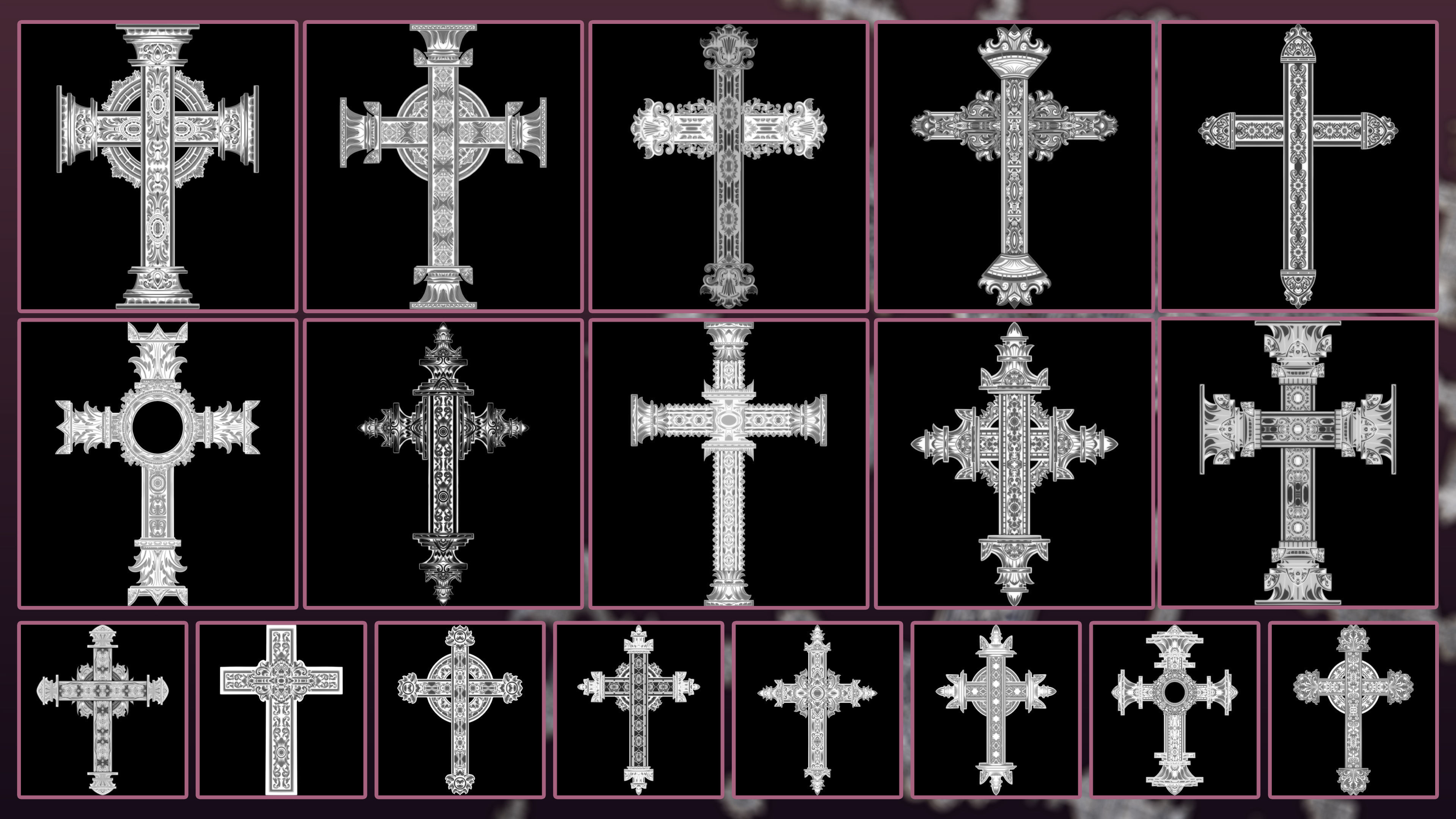 20 Christian Cross 3D Model alpha and Brush V2 3D model_4