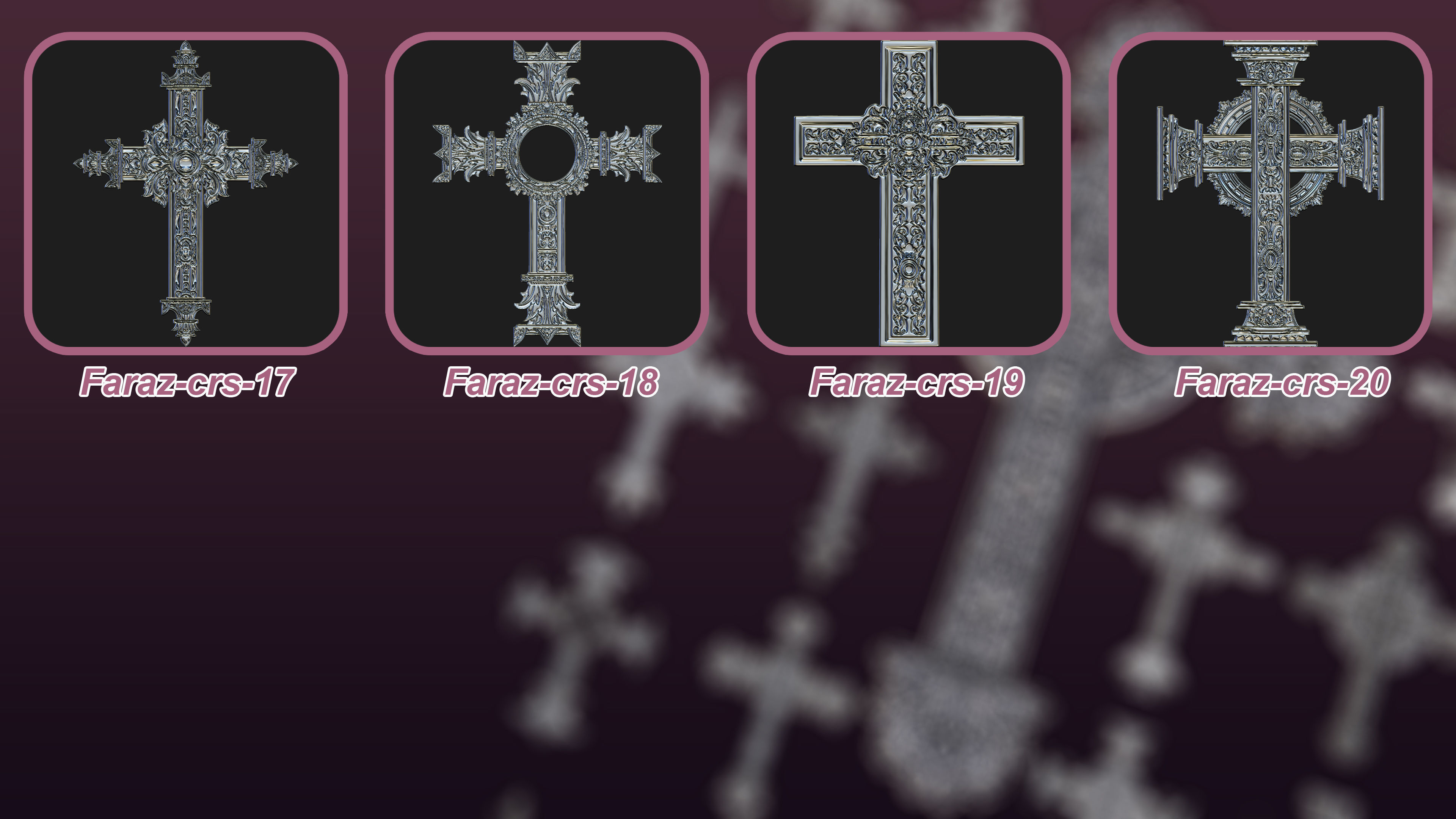 20 Christian Cross 3D Model alpha and Brush V2 3D model_3