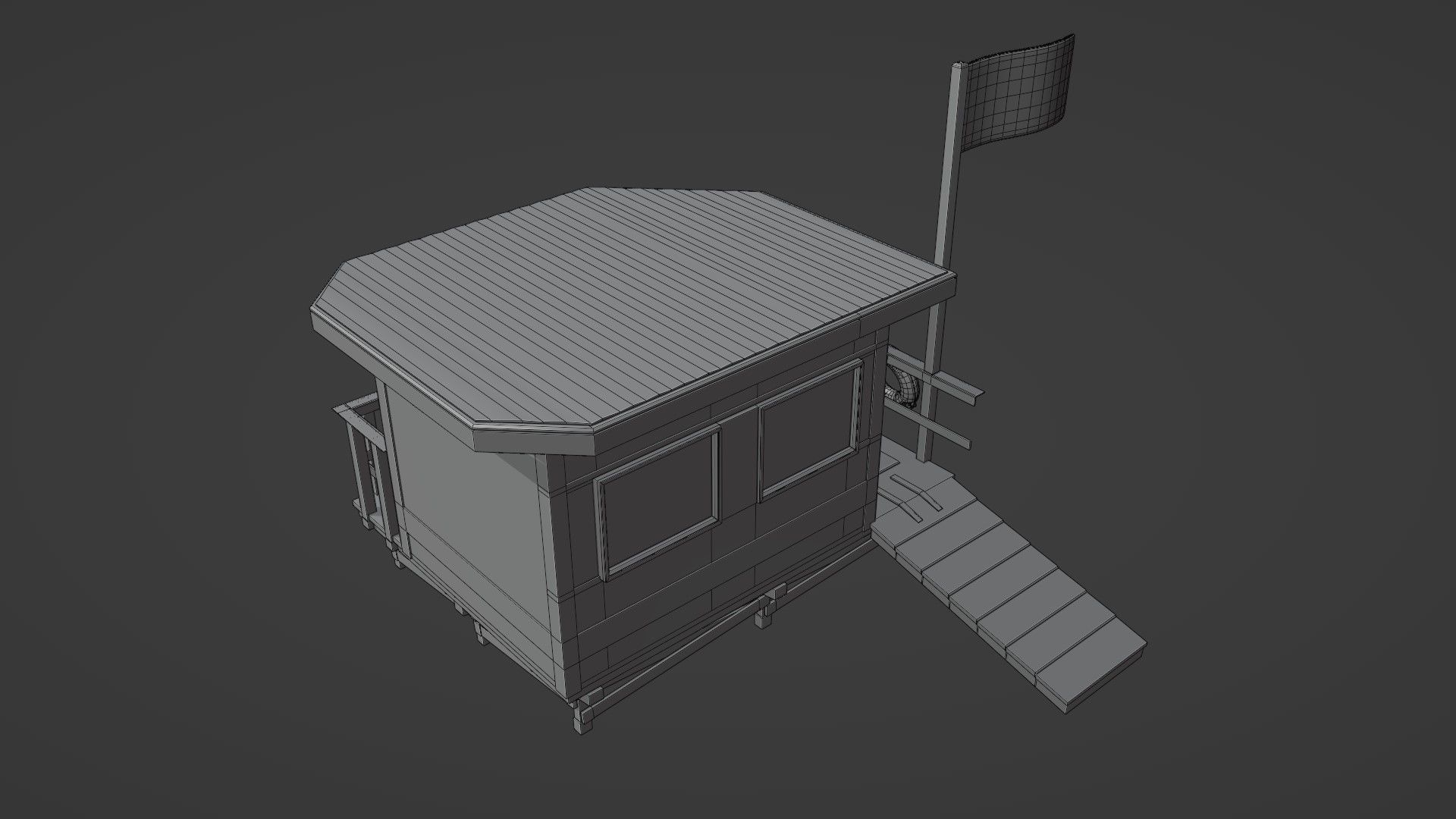 Lifestation post Lifeguard station Beach safety Low-poly 3D model_8