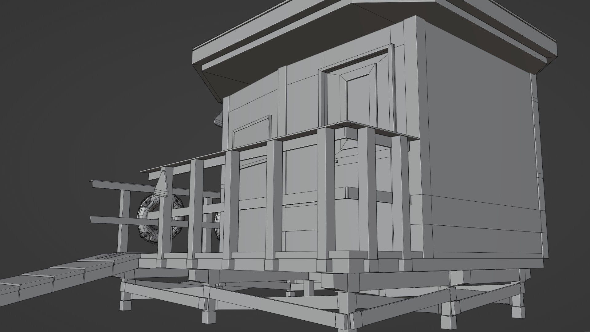 Lifestation post Lifeguard station Beach safety Low-poly 3D model_11