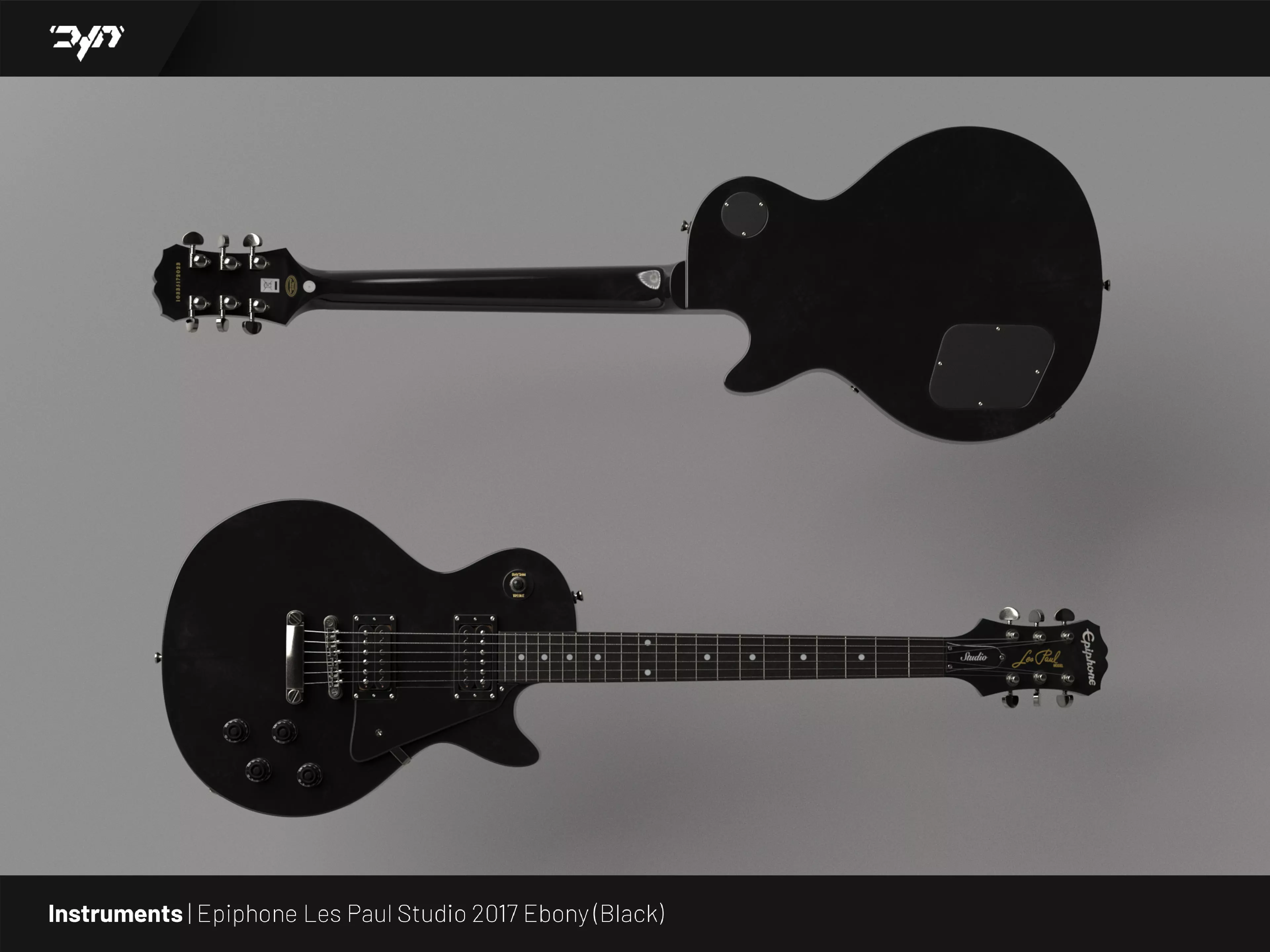 Electric Guitar - Epiphone Les Paul Studio 2017 Ebony - Black 3D model