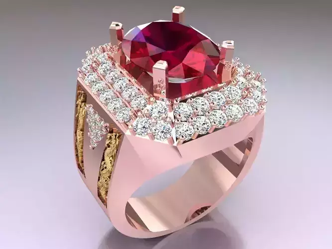 Dragon Ring - Oval stone ring - Mens Rings - N5461