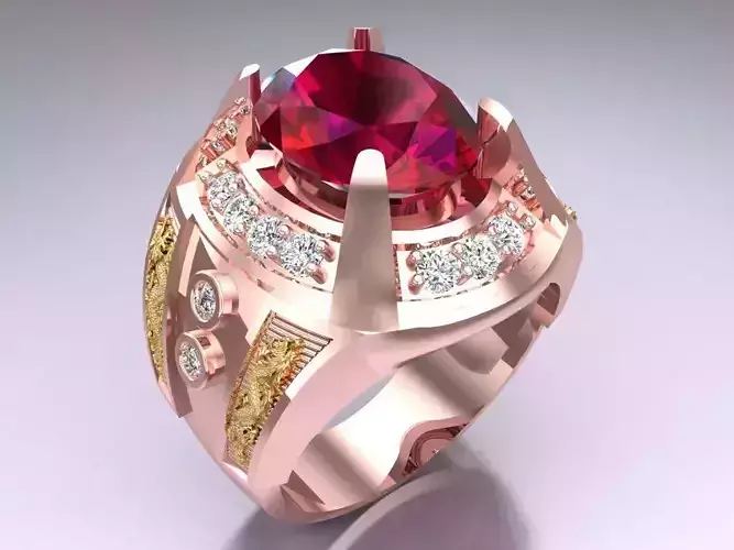 Dragon Ring - Oval stone ring - Mens Rings - N5200