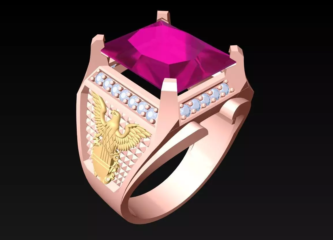 Eagle Ring - Rectangular Stone Ring - N3850 3D print model