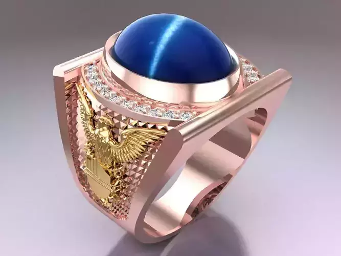 Oval stone ring - Eagle Ring - N3858