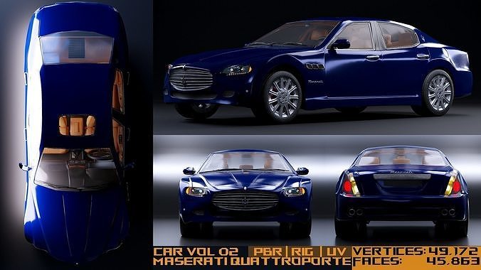 maserati quattroporte 2004 Low-poly 3D model