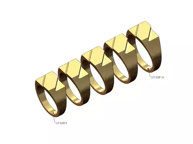 Stepped strip rectangular signet ring