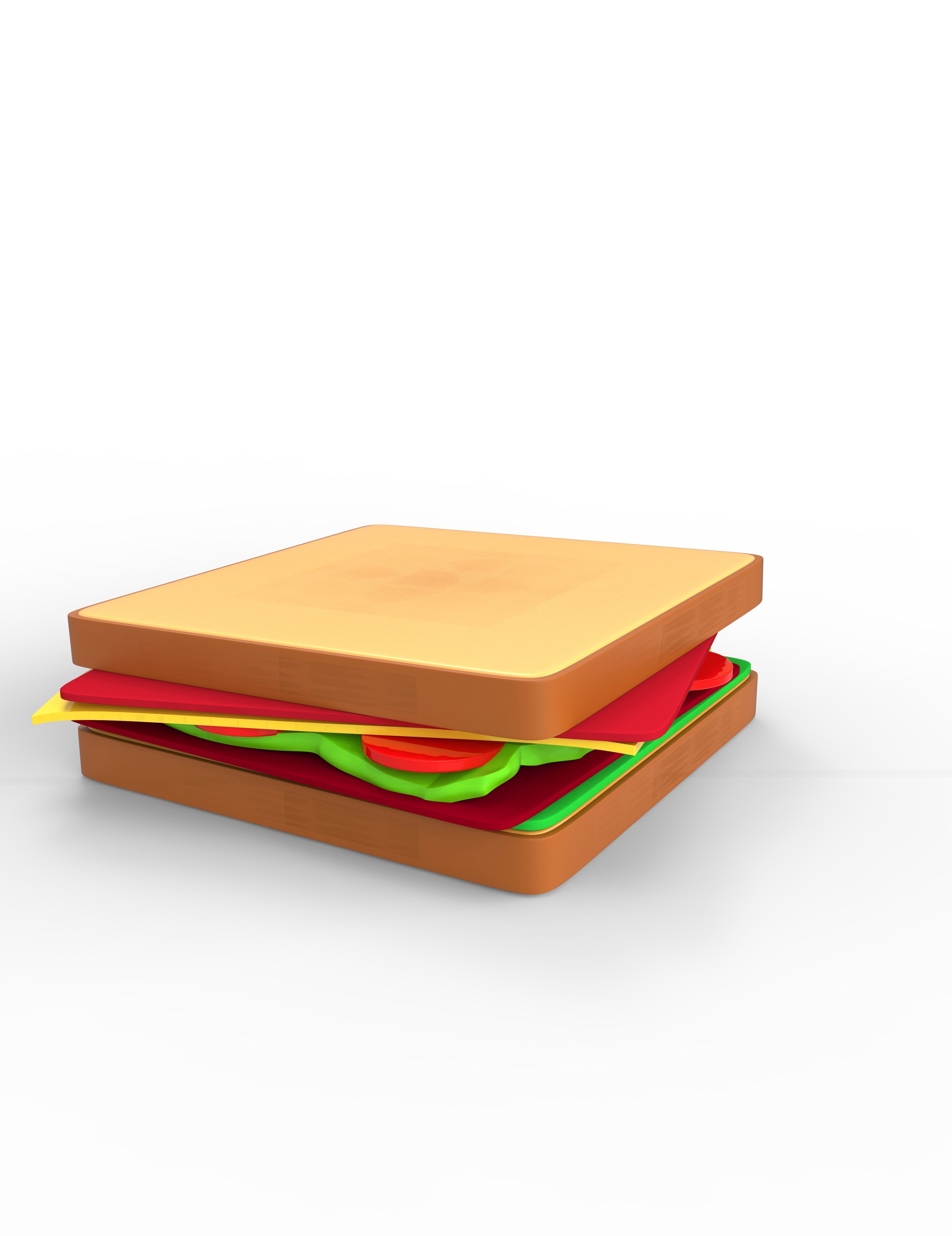Sandwich  bread food 3D Low-poly 3D model_3