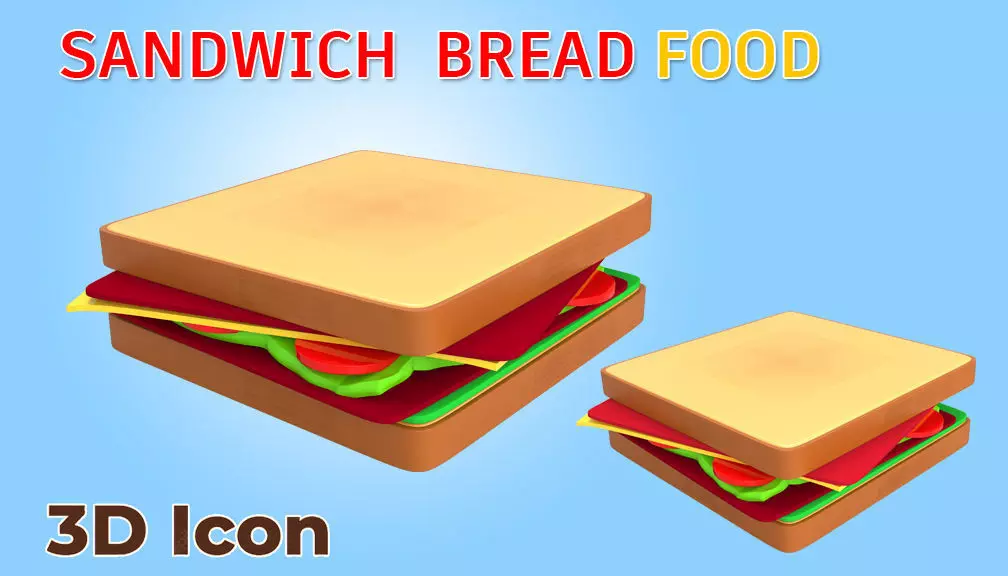 Sandwich  bread food 3D Low-poly 3D model_0