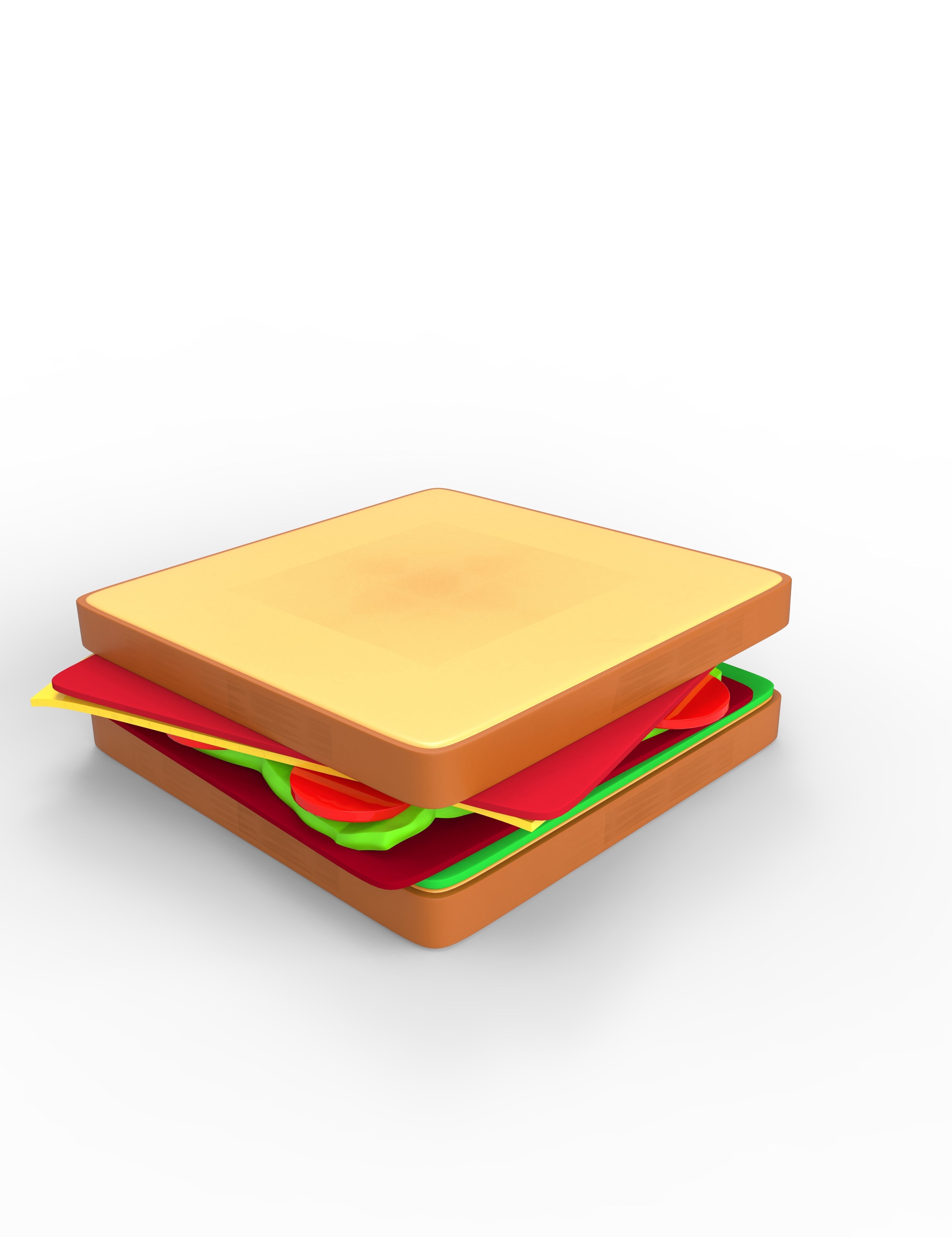 Sandwich  bread food 3D Low-poly 3D model_2