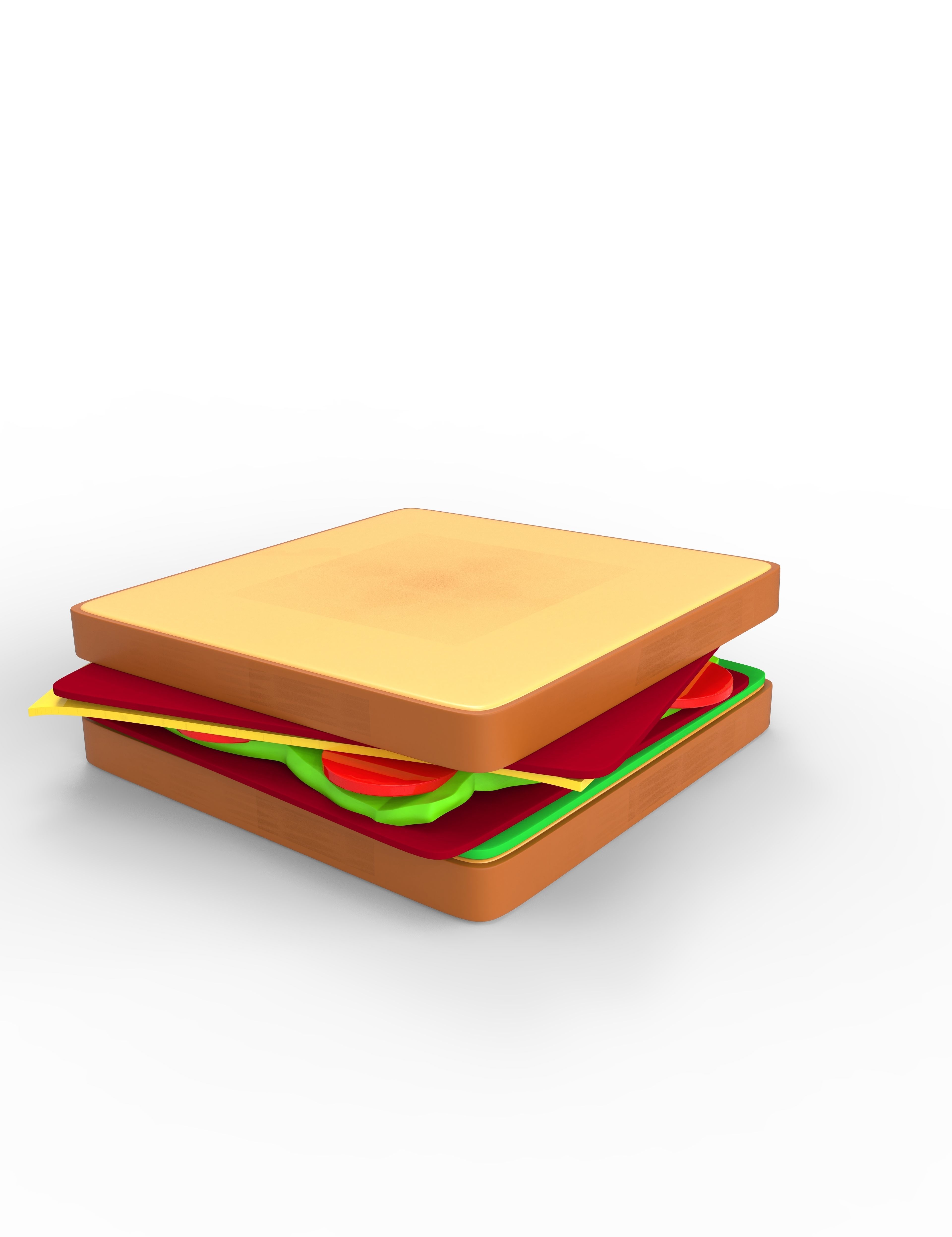Sandwich  bread food 3D Low-poly 3D model_1