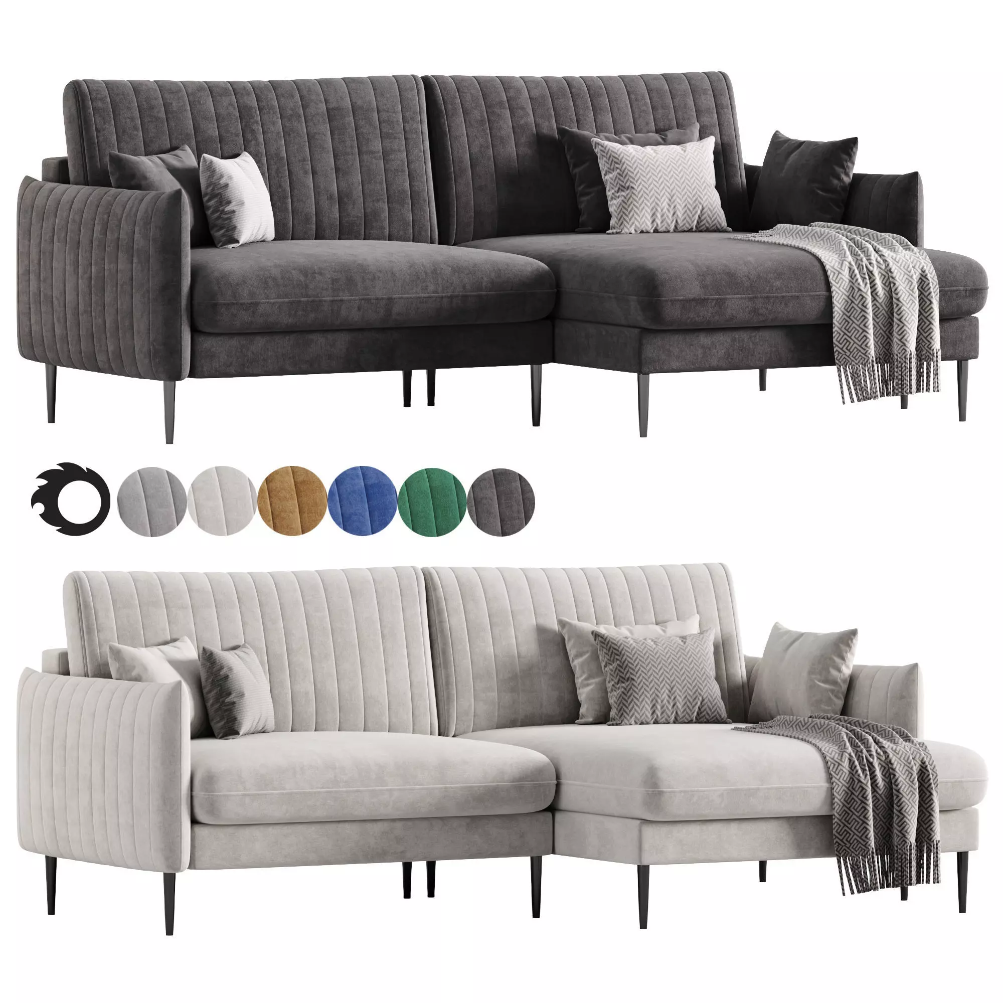 Svaut velvet Sofa 3D model_0