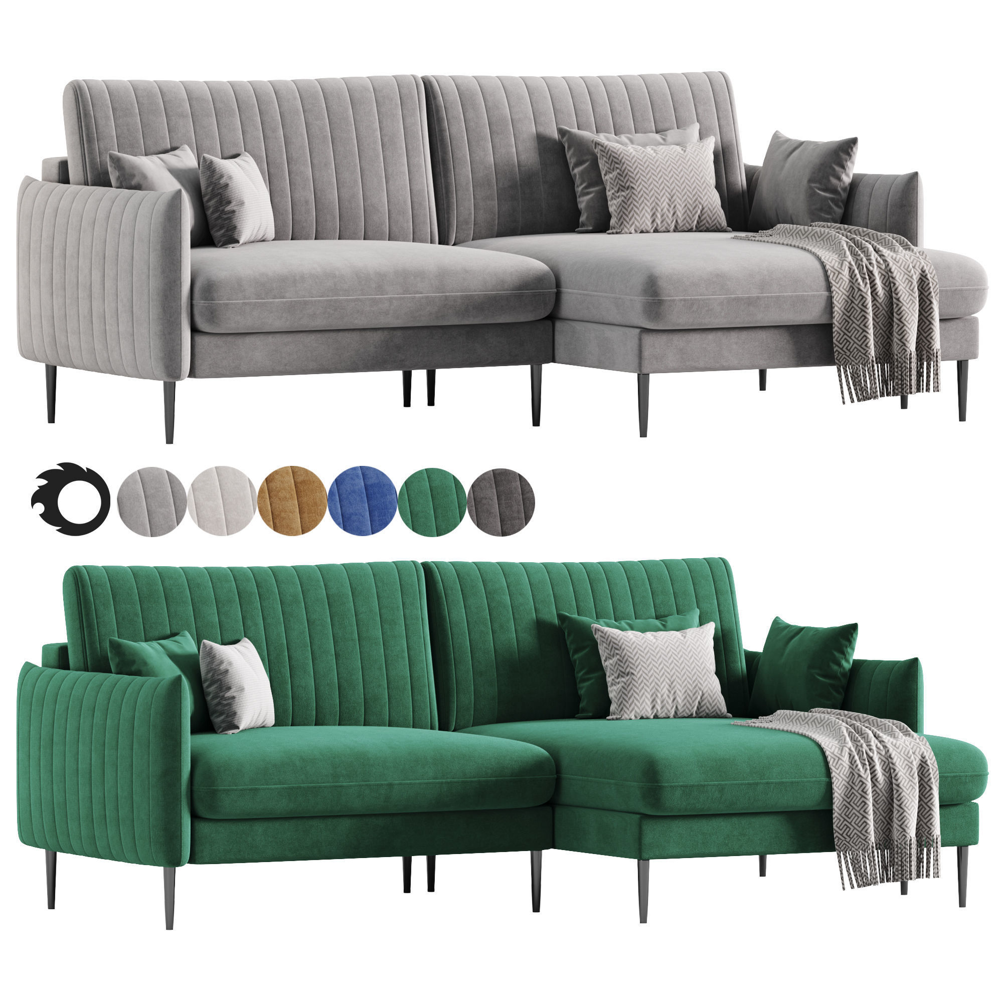 Svaut velvet Sofa 3D model_2