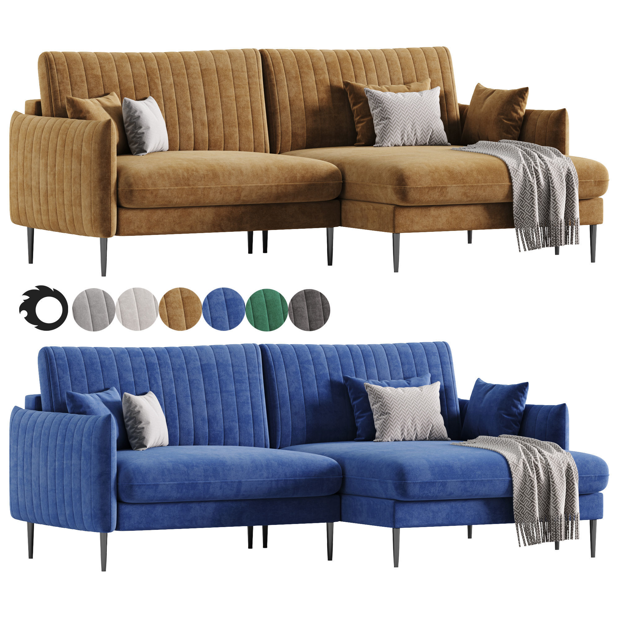 Svaut velvet Sofa 3D model_4