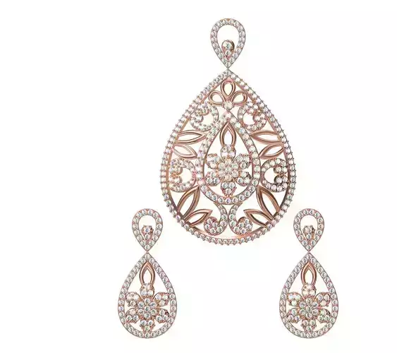 Women Earrings Pendant Set STL JCD Details