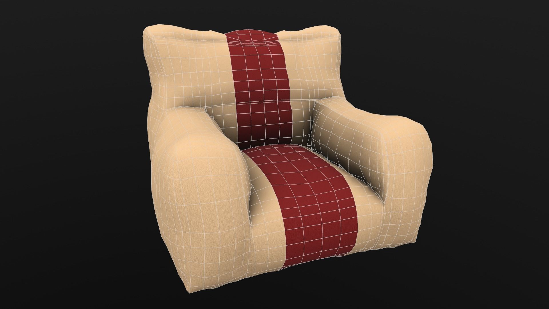 Beam Sofa AR VR PBR  Lowpoly with game ready 3d Model Low-poly 3D model_15