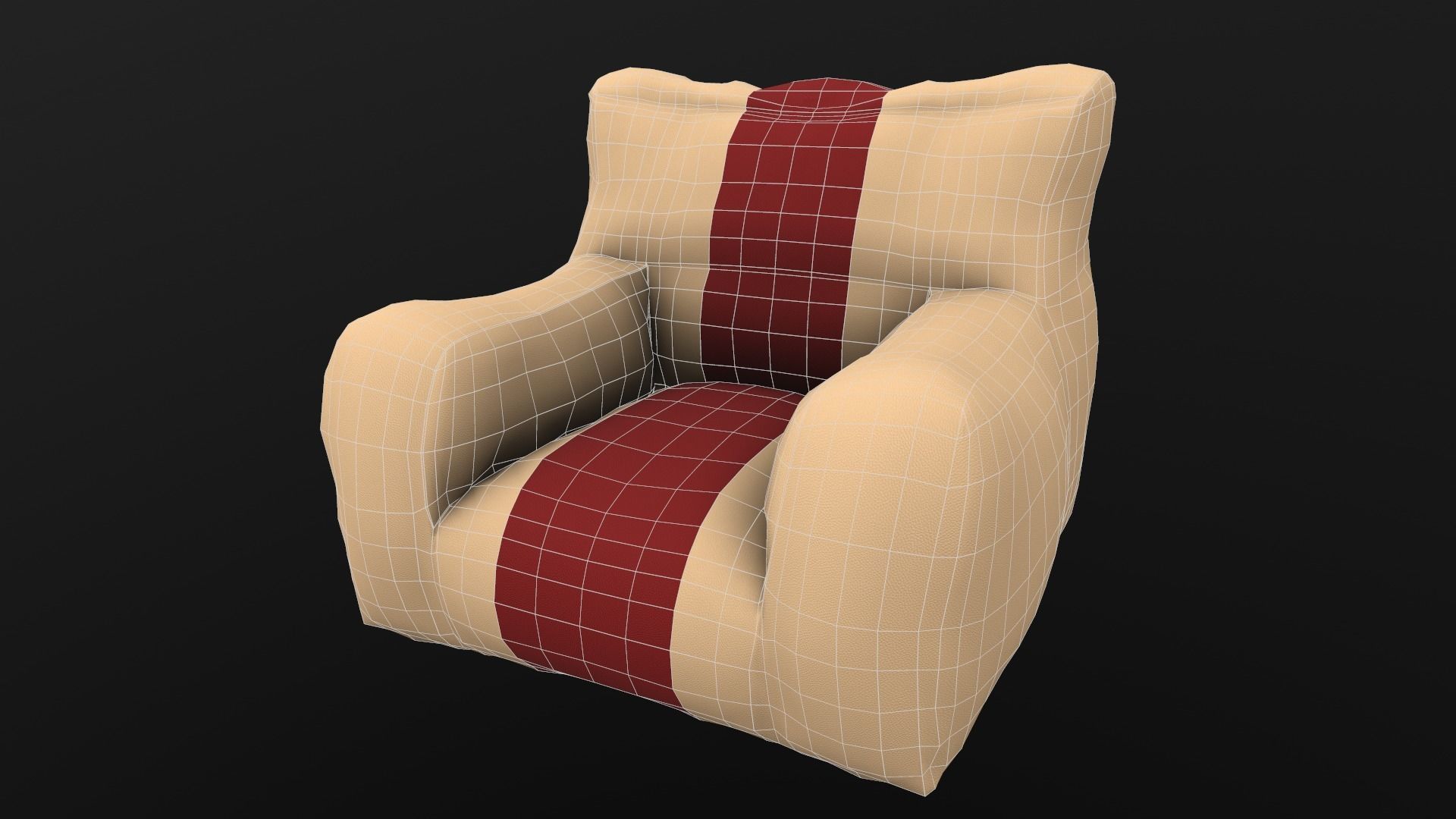 Beam Sofa AR VR PBR  Lowpoly with game ready 3d Model Low-poly 3D model_16