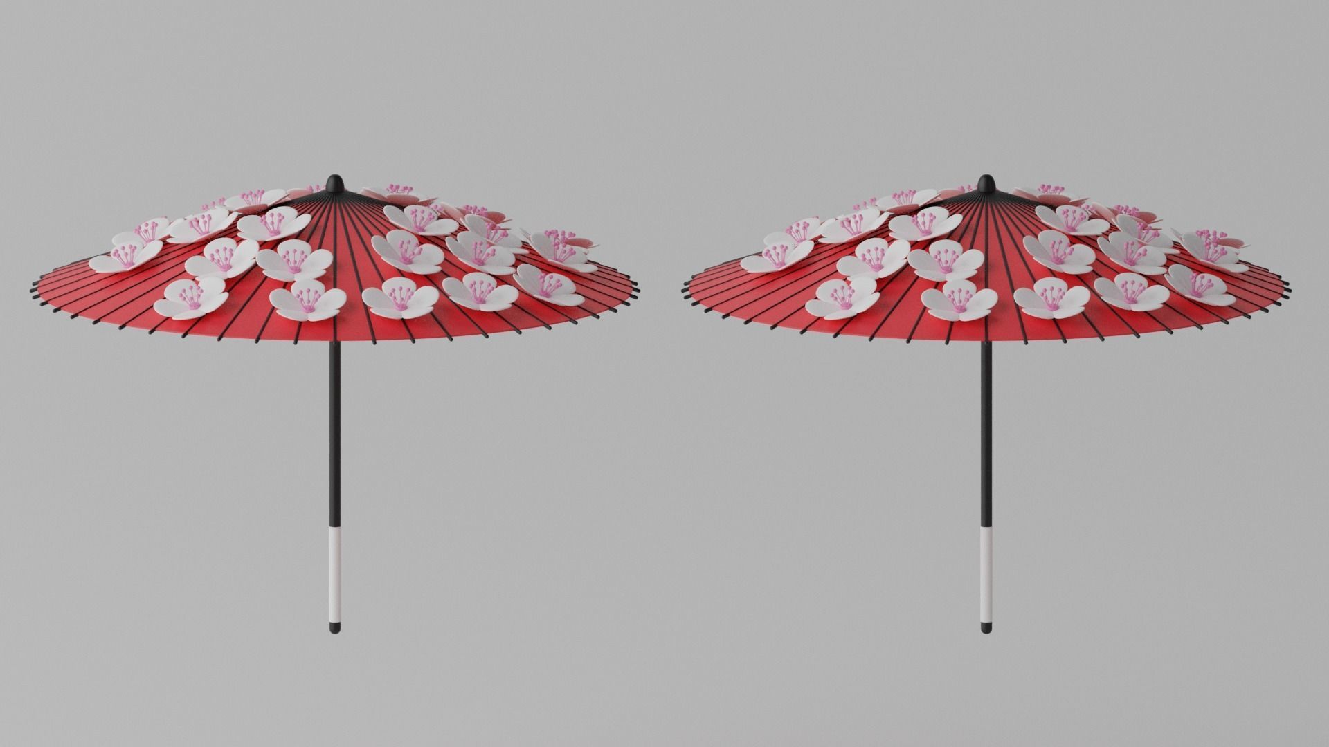 Cartoon Japanese Umbrella Collection 1 3D model_2