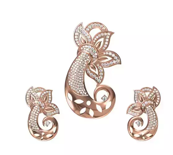 Women Earrings Pendant Set STL JCD Details