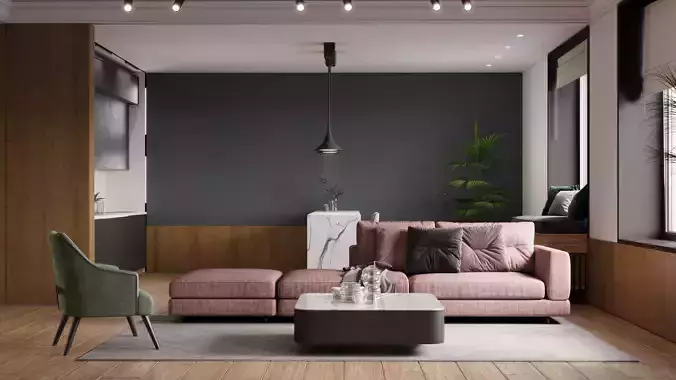 Minimal living room and bedroom