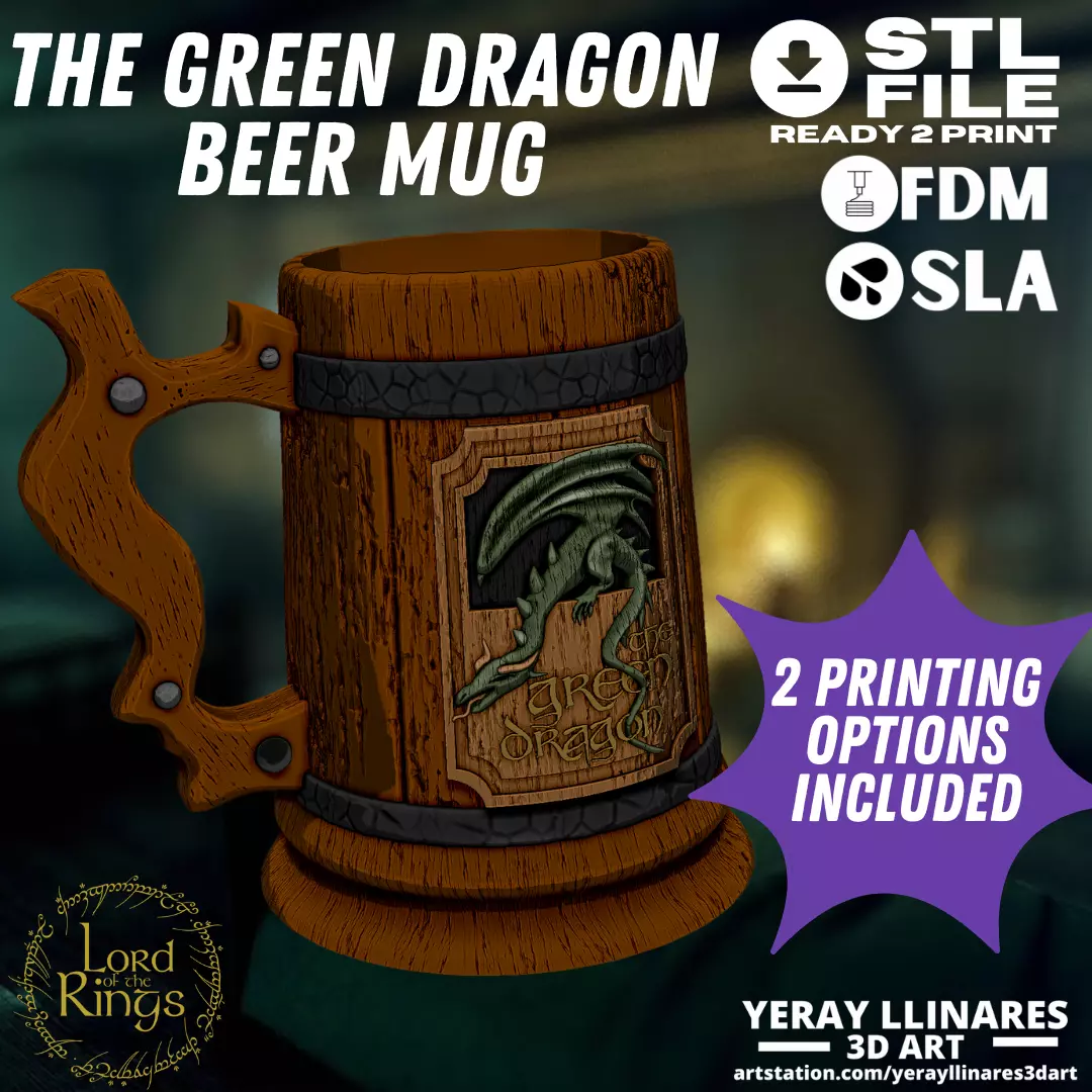 The Green Dragon Inn beer stein 3D print model