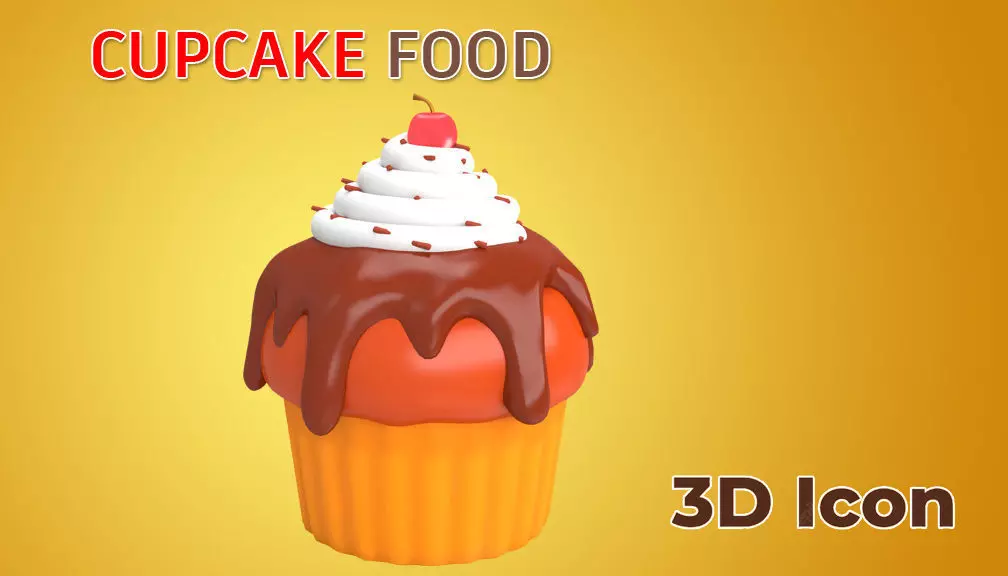 Cupcake  3D food Free low-poly 3D model_0